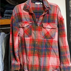 Madewell Women's Red Plaid Button-Down Shirt
